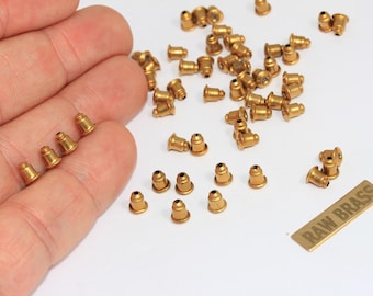 50 Pcs Raw Brass Earring Backs, Earring Stoppers, Earring Nuts, EBN, CMR35