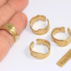 17-18mm Raw Brass Ring, Adjustable Ring Settings, Brass Cuff Rings, Brass Textured Rings, Brass Statement Rings, Raw Brass Findings, XP55
