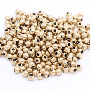 100 Pcs 4mm Raw Brass Beads, Spacer Beads, Hollow Beads, Tiny Beads, Bracelet Beads, Ball Beads, Raw Brass Findings, BZ, BDS4