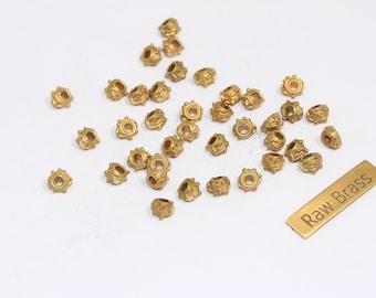 5,5mm Raw Brass Spacer Beads, Rondelle Beads, Mini Round Beads, Irregular Shape Spacer Beads, Connector Beads, Raw Brass Findings, BRT291