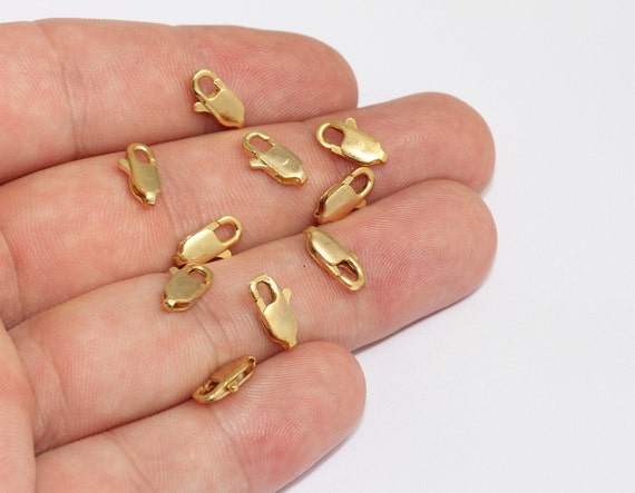 24k Shiny Gold Plated Lobster Claw Clasp, Necklace Closures (6x11,5mm), MLS1009