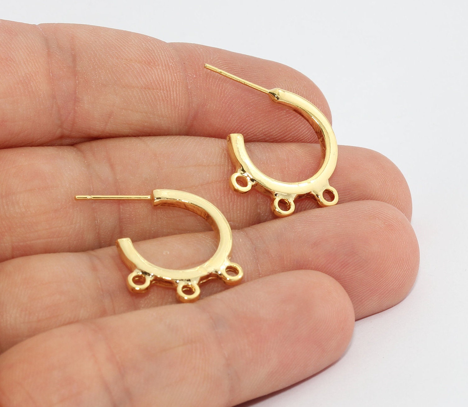 20mm 24k Shiny Gold Hoop Earrings, Circle Earrings, Huggie Hoops