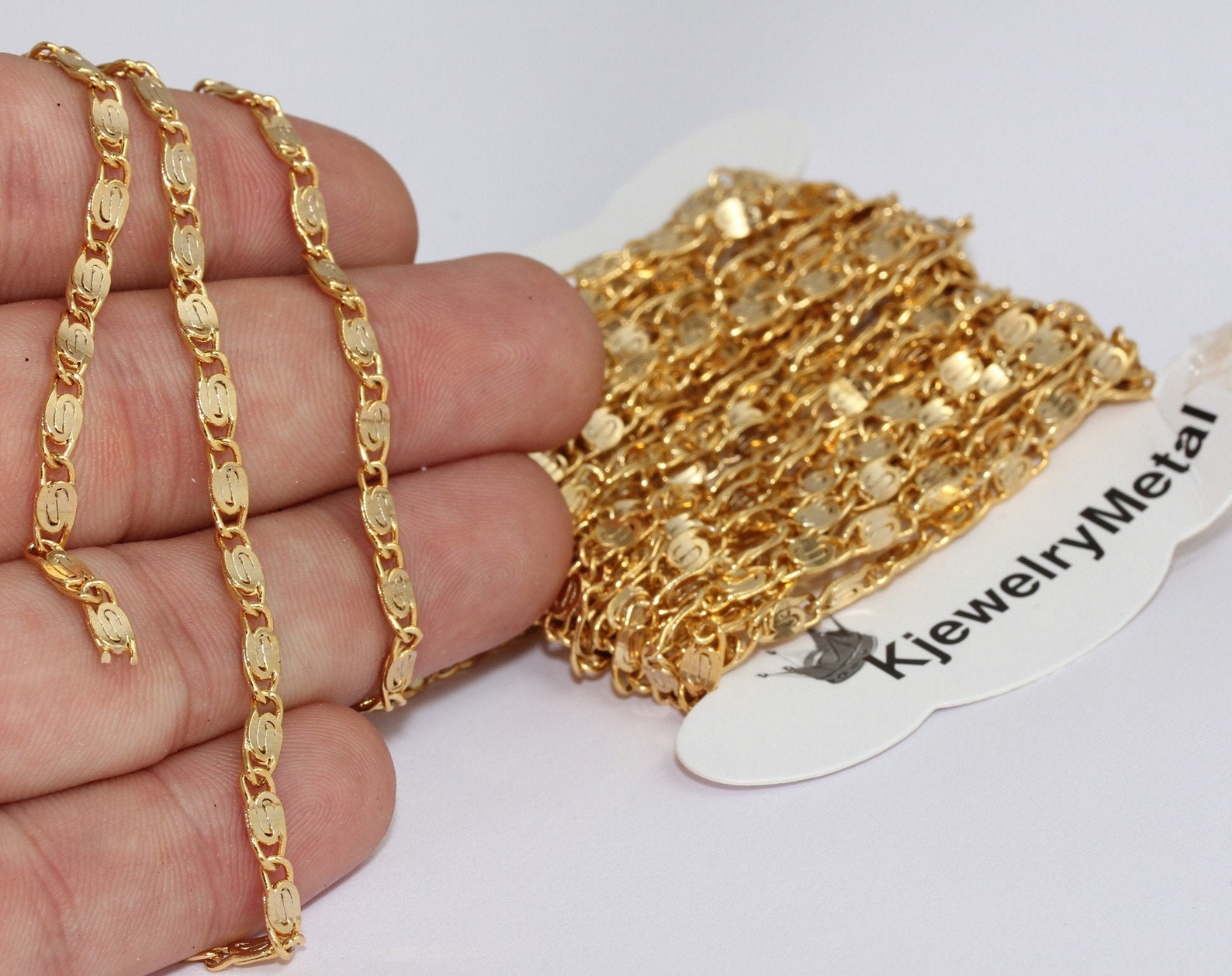 4x9mm 24k Shiny Gold Chain Textured Gold Chains Gold Etsy