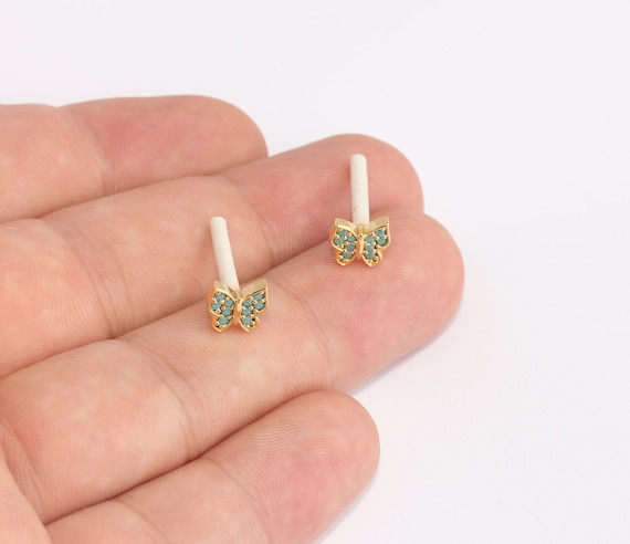 Orecchini Azzurri Donna Orecchini In Filigrana D'oro A Bottone Con