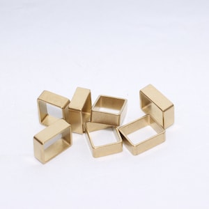 5 Pcs 12x15mm Raw Brass Rectangle Pendant, Geometric Charms, Square Tubes, Rectangle Charms, Tube Beads, Raw Brass Findings, KA65
