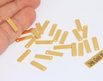 5 Pcs Shiny Gold Plated Rectangle Stamping Blanks (4x15mm), BRT356