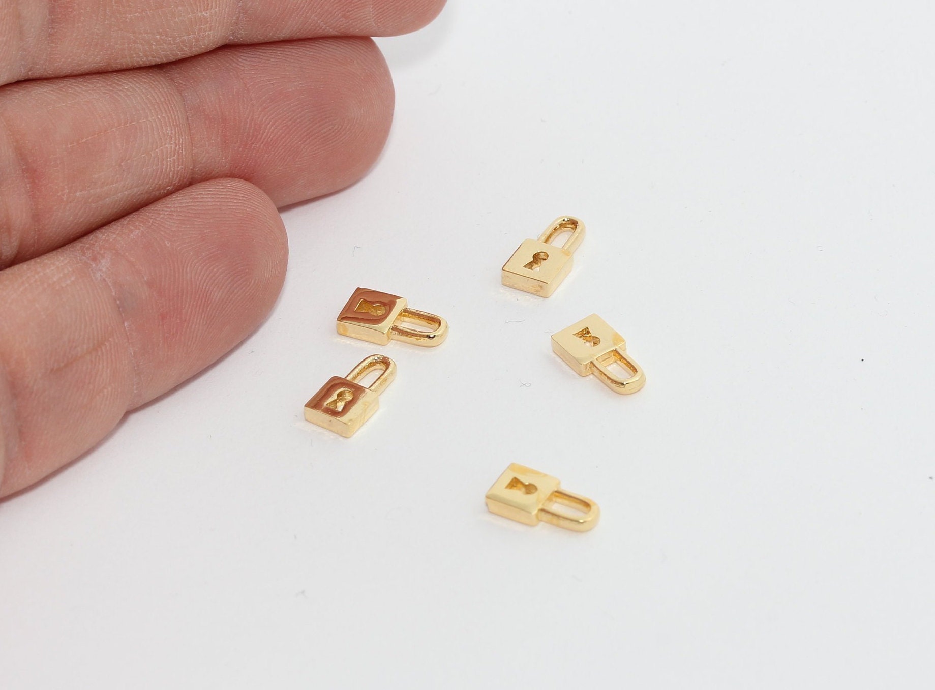 Mini Lock Charm 5x10mm 24k Shiny Gold Padlock Charms, Mini Lock Charms, Padlock Pendant ...