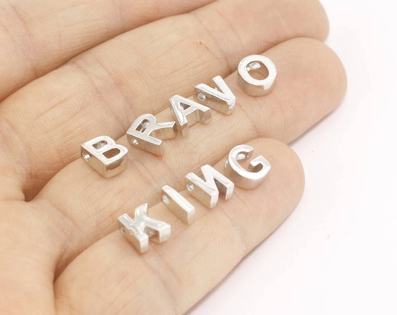 6x7mm Rhodium Plated Letters Letter 