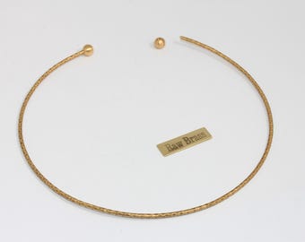 2mm Raw Brass Wire Choker Necklace, Opening Screw Ball Choker Necklace Cuff,  Domed Wire Neck Cuff, CHK598