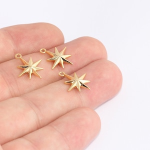 14x17mm 24k Shiny Gold North Star Charms, Star Pendant, North Star Charms, Polaris Charms, Star Beads, Gold Plated Findings, TN, SLM982