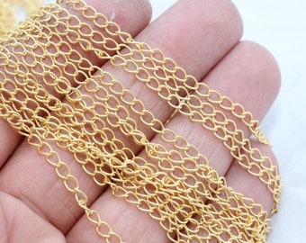2,8x4mm 24k Shiny Gold Chain, Curb Chains, Gold Extender Chains, Necklace Extender, Soldered Chains, Gold Plated Chains, GEC, BXB38
