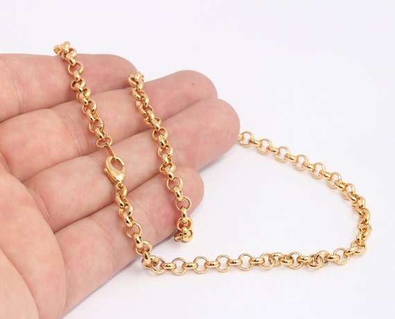 17インチ 24金光沢ゴールドロロネックレス、完成チェーンネックレス