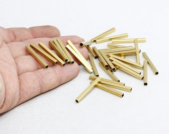 3x30mm Raw Brass Square Tubes, Tubes, Tube Beads, Spacer Beads, Square Tubes, Bracelet Connector, Brass Beads, Raw Brass Supplies, CHK175