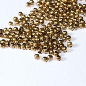 100 Pcs 2,5mm Raw Brass Beads, Spacer Beads, Hollow Beads, Tiny Spacer Beads, Bracelet Beads, Round Beads, Raw Brass Findings, BK, BDS2
