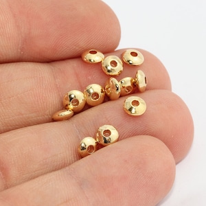 2x4,5mm 24k Shiny Gold Spacer Beads, Rondelle Beads, Bracelet Beads, Mini Spacer Beads, Bracelet Charms, Gold Plated Findings, MTE1290