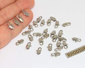 10 Stück 4 x 10 mm Versilberte Karabinerverschluss, Karabinerverschluss, Halskettenverschlüsse, CLO17