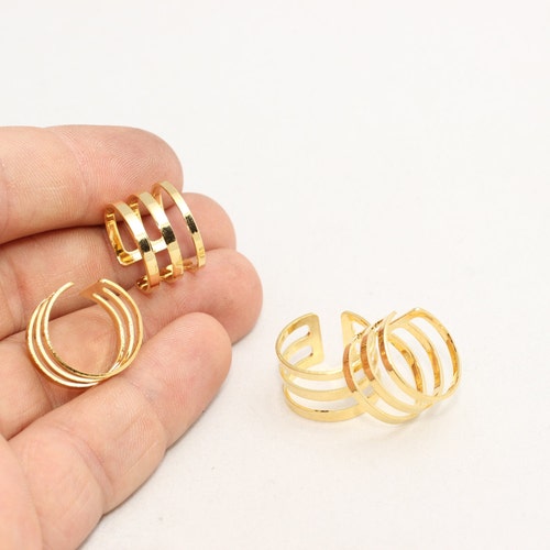 16mm 24k Shiny Gold Ring Setting Flat Ring Wide Ring Etsy