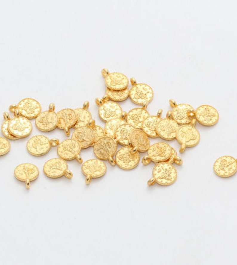 8mm 24k Matt Gold Ottoman Disc Ottoman Jewelry Round Coins Etsy