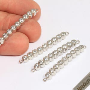 4x42mm Rhodium Plated Bracelet Charm, Micro Pave Curved Connector, CZ Tubes, Micro Pave Charms, Micro Pave Bracelet, BRT387