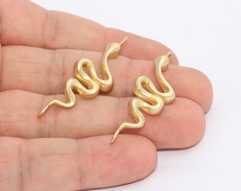 14x44mm Raw Brass Snake Charms, Snake Connector, Snake Bracelet Charms, Snake Jewelry, Animal Charms, Raw Brass Findings, SBC, CHK247