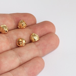 Innerstorlek 6 mm 24k glänsande guldändlock, guldpärlhattar, snörändhattar, tofslock, rustikt ändlock, hantverkspärlhatt, SLM102