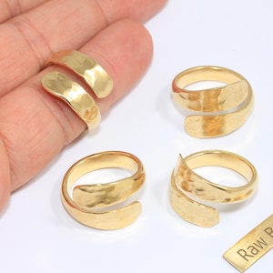 Bague en laiton brut 18 mm, réglages de bague réglables, anneaux de manchette martelés, anneaux d&#39;emballage, bagues tendance en laiton brut, bijoux en laiton brut, BRT64