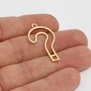 19x32mm 24k Shiny Gold Charm, Question Mark, Gold Question Mark, Necklace Pendant, Outline Charms, Gold Plated Findings, MTE1006