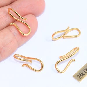 21 mm 24k glänzende Gold Halskette Verschluss, S-Verschluss Charms, Gold Connector Charms, Halskettenverschlüsse, Hakenverschluss, vergoldetes Zubehör, BRT385