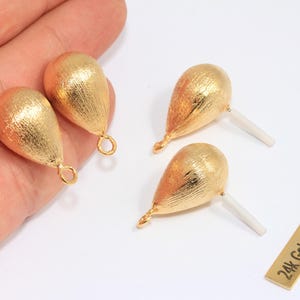 14x21mm 24k Shiny Gold Drop Earrings, Teardrop Stud Earrings, Drop Ball Earrings, Stud Teardrop Earrings, Gold Plated Findings, CHK145-1