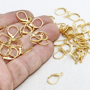 24k Gold Plated Leverback Earring Clasp, 16x10mm leverback earring - Gold Plated Earring - Earring Clasp , CMR77