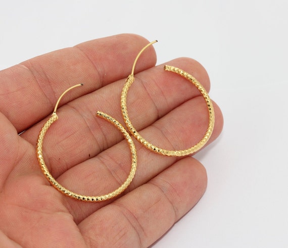 Shiny moon hoop earrings gold filled