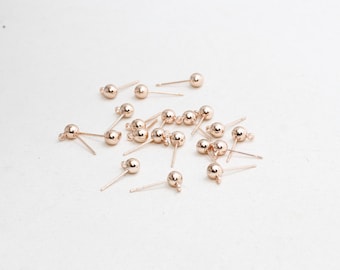 20 Pcs Rose Gold Plated Ball Ear Posts, 5mm Stainless Steel Stud Earrings, ROSE119