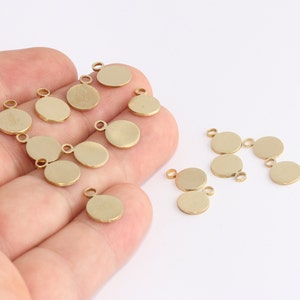 8x11mm Raw Brass Coin Charms, Stamping Disc, Round Charms, Connector Charms, Personalized Disc Beads, Raw Brass Findings, SLM875