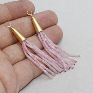 6x70mm Light Pink Beads Tassel, Pink Afghan Tassel, Perles Tassels, Long Heishi Bead Tassels, Seed Bead Tassel, Long Tassel, AFG40