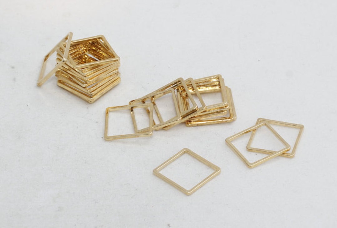 5 Pcs 14mm Gold Square Connector, Square Link, Closed Square Ring ...