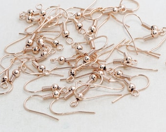 5 Pairs 18mm Rose Gold Earring Hook, Gold Ear Wires, Fish Hooks, French Hook Earrings, Earrings, Rose Gold Plated Findings, EH, CHK214