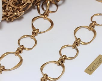 Chaîne à maillons avec anneau en laiton brut de 20 mm, Fournitures pour bijoux, BXB474-1
