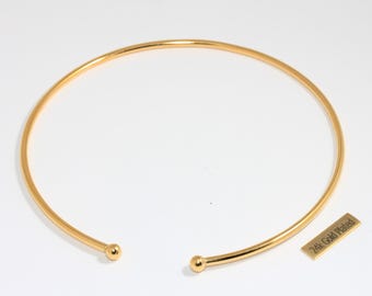 3 mm glänsande guldpläterat chokerhalsband, kulformad halsringning, CHK633-7