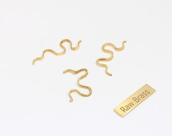 10x31mm Raw Brass Silhouette Snake Charm, No Hole Snake Pendant, Wire Snake Shaped Charms, Animal Charms, Raw Brass Findings, ZPR266
