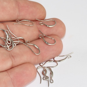 8x15mm Rhodium Plated Earring Hooks, Fish Hooks, Ear Wires, French Hook Earrings, Silver Plated Earrings, Earrings Findings, EW, CMR113