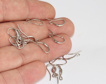Rhodium Plated Earring Hooks, Brass Ear Wires (8x15mm), EW, CMR113