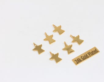 Pingente de anjo em ouro 24k brilhante, 10 x 13 mm, pequeno pingente de anjo, pingentes delicados de anjo, BRT20