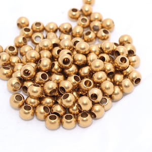80 Pcs 5mm Raw Brass Beads, Spacer Beads, Hollow Beads, Tiny Spacer Beads, Bracelet Beads, Ball Beads, Raw Brass Plated Findings, BW, BDS5