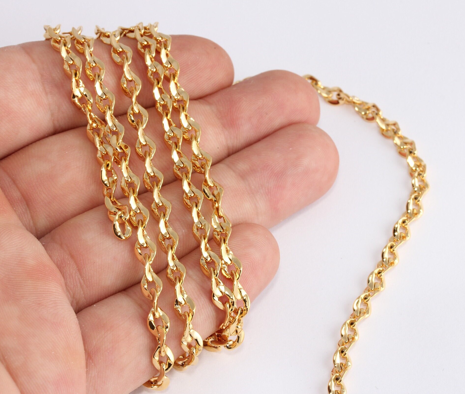 5x65mm 24k Shiny Gold Curb Chain 