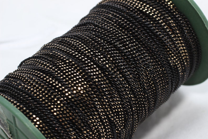 THE46 16,5 Feet Black Faceted Chains 2,2x3mm flat curb chains brass soldered chains