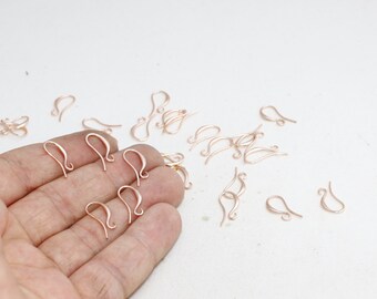 10 Pcs Rose Gold Plated Earring Hooks 8x15mm, EW, ROSE49