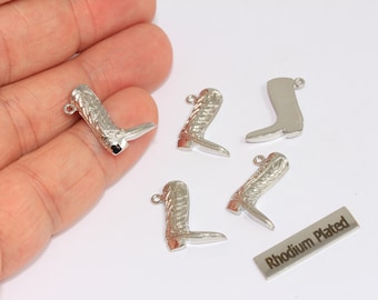 5,8 x 19 mm gerhodineerde laarsbedels, cowboylaarzenbedels, cowboyketting, westerncowboylaarshanger, verzilverde vondsten, XP504