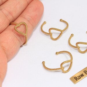 16-17mm Raw Brass Heart Rings, Brass Heart Shaped Rings, Dainty Rings, Outline Heart Rings, Women&#39;s Rings, Raw Brass Findings, XP255