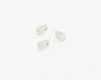 5x10mm Rhodium Drop Charms, Tear Drop Charm, Bracelet Charms, Dainty Charms, Drop Pendant, Drop Beads, Silver Plated Charms, DJ, MTE712
