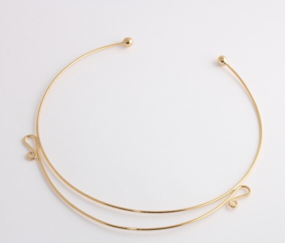 24k Shiny Gold Choker Wire Adjustable 